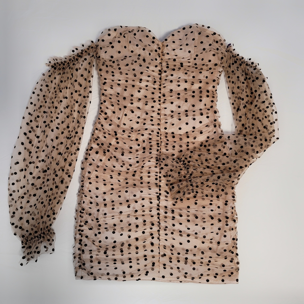 MAJORELLE Polka Dot Mesh Mini Dress